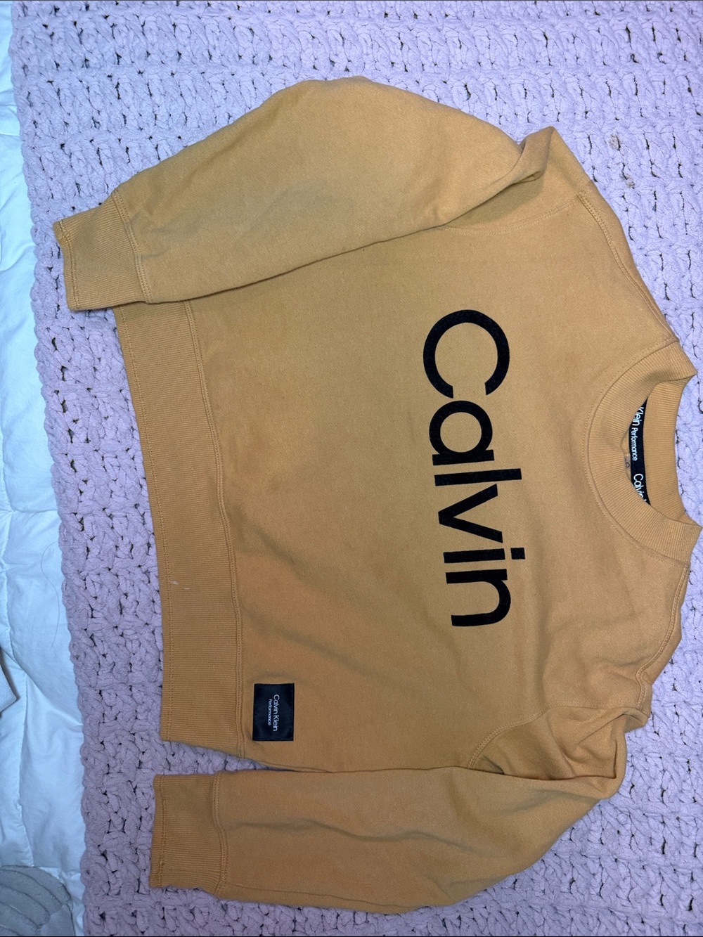 Calvin Klein Mustard Crewneck Sweatshirt with Black Logo
